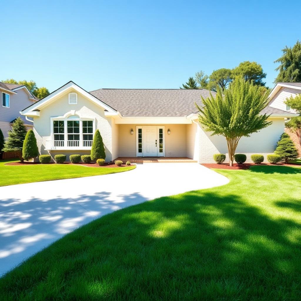 A Picayune home with clean windows, a washed driveway and a freshly cut lawn